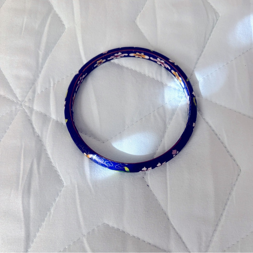 Vintage Chinese Blue floral Cloisonné bracelet